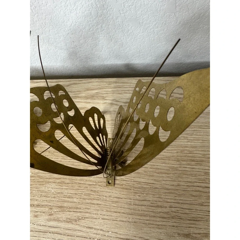Vintage‎ Brass Butterfly Wall Hanging Decor Set of 2 Mid Century Modern 3D Gold